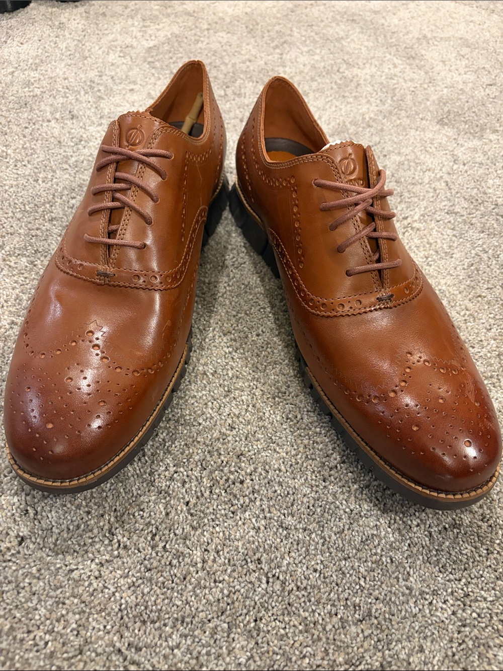 Cole Haan Cognac Leather Wingtip Derby Shoes